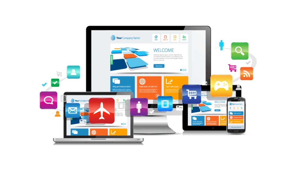 A group of people using various devices, including laptops, tablets, and smartphones, all displaying the same website with a consistent and user-friendly layout. A group of people using various devices, including laptops, tablets, and smartphones, all displaying the same website with a consistent and user-friendly layout.