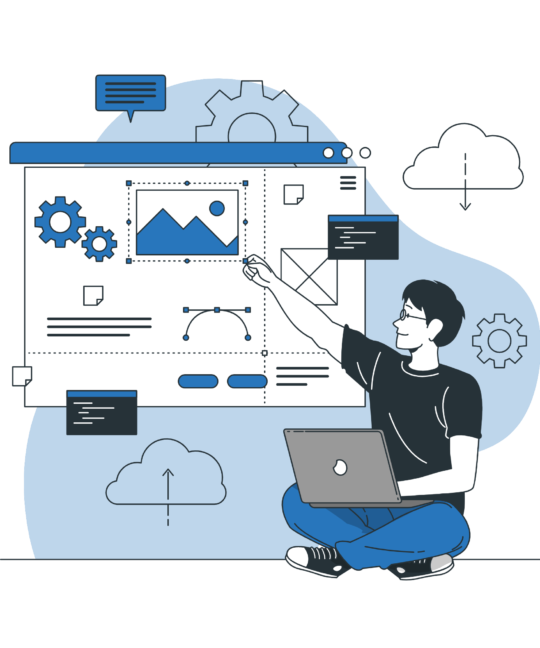 A network of interconnected devices and applications exchanging data through APIs, highlighting the role of APIs in enabling seamless communication and data sharing.